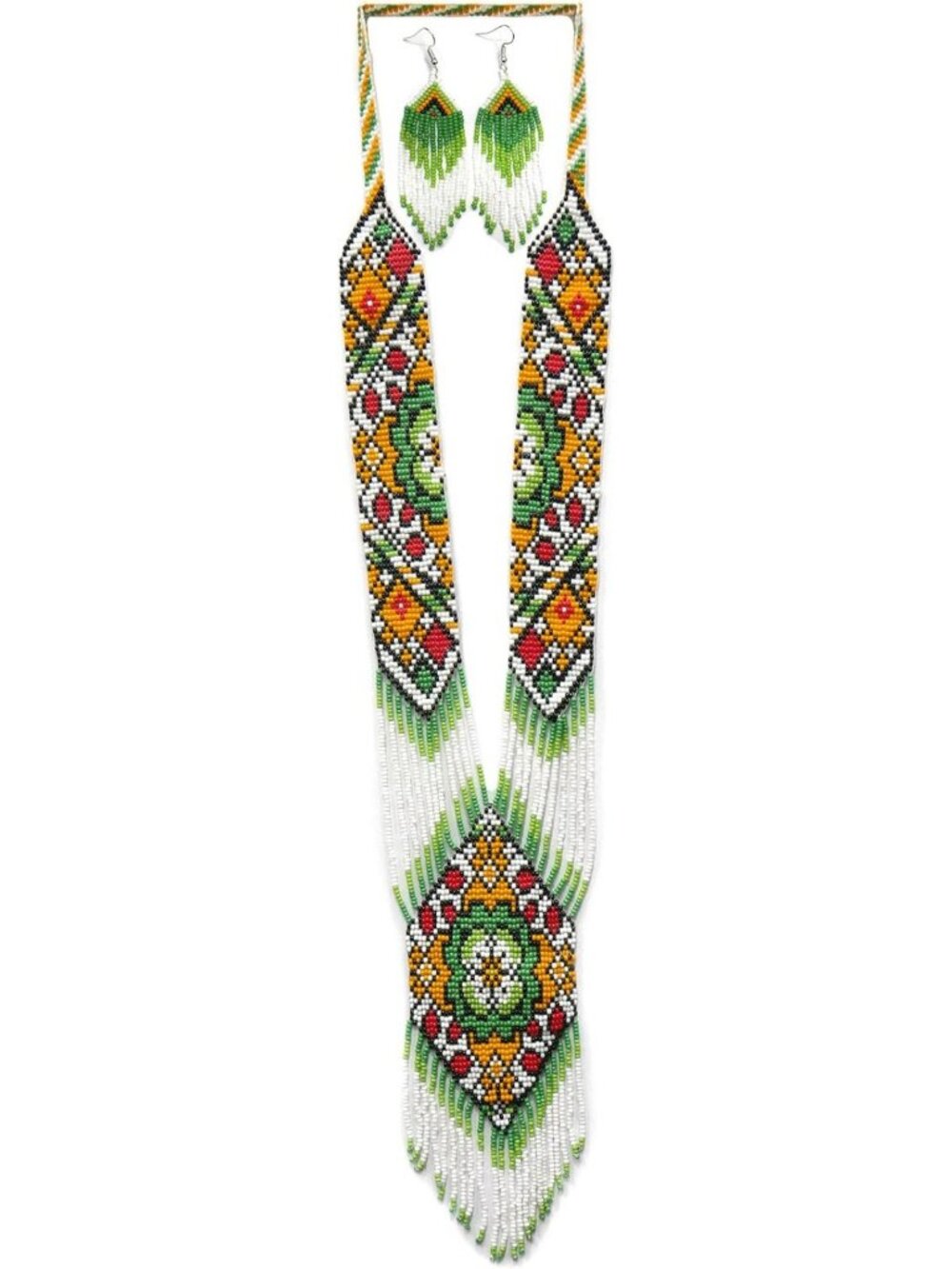 Handmade Beaded Native American Style Glass Seed Bead Necklace - Unique Artisan